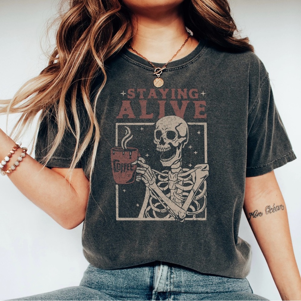 Vintage Wash Staying Alive Tee